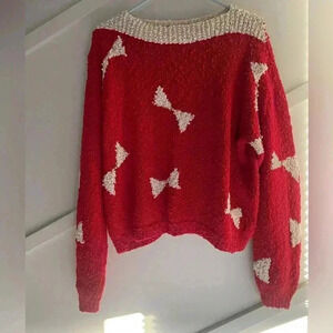 Vintage Red Pearl Studded Sweater size L